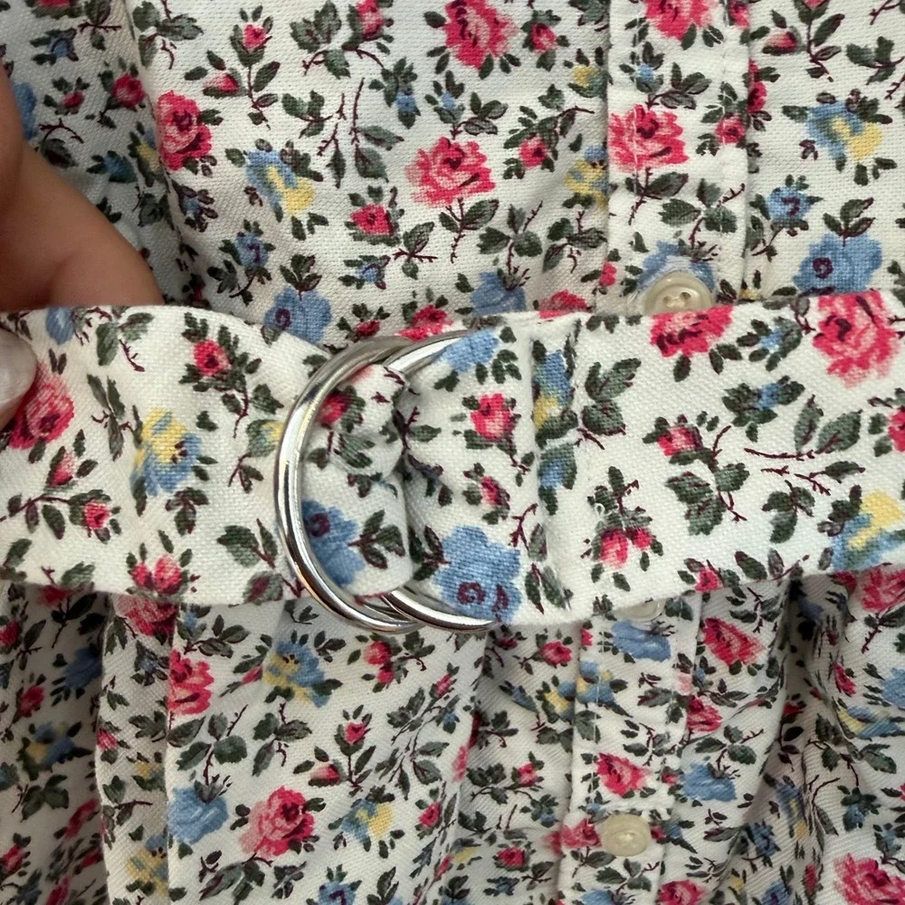 Ralph Lauren Baby Girl Floral Cotton Shirt Dress White Pink Blue 6M